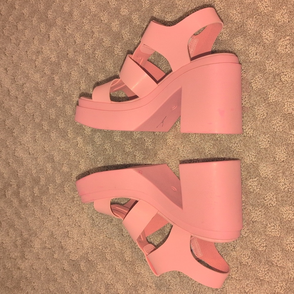 Steve Madden Pink Platform Chunky Heeled Sandals - Picture 4 of 13